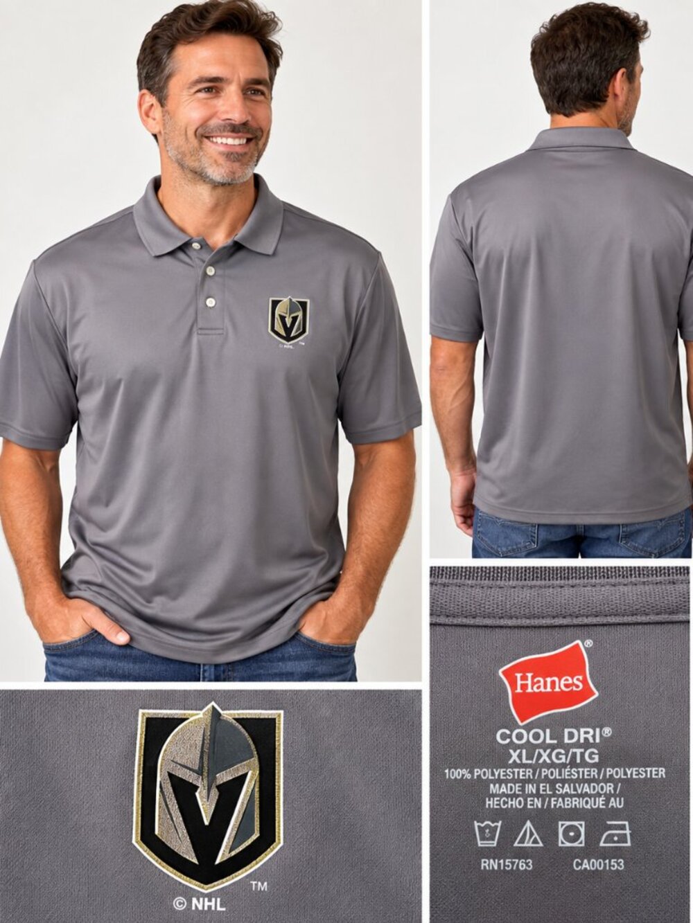 Vegas Golden Knights NHL Hanes Cool DRI Polo – Men’s XL